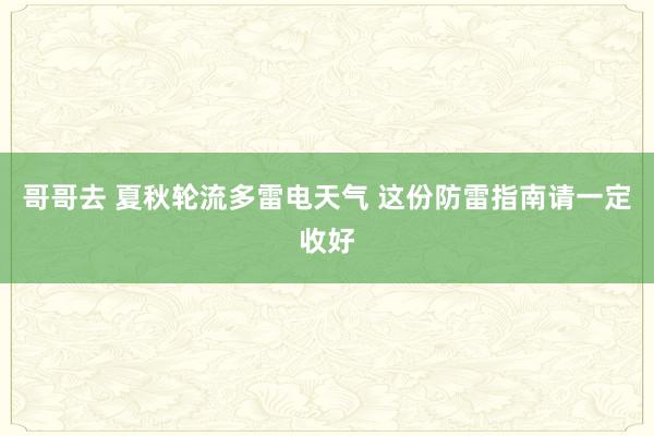 哥哥去 夏秋轮流多雷电天气 这份防雷指南请一定收好