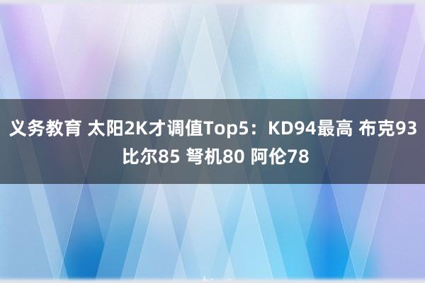 义务教育 太阳2K才调值Top5：KD94最高 布克93 比尔85 弩机80 阿伦78